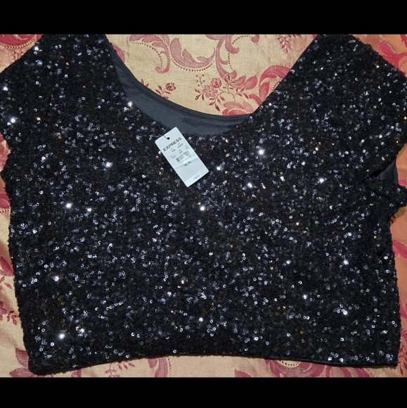 NWT Express Sequin Crop Top - Picture 2 of 3